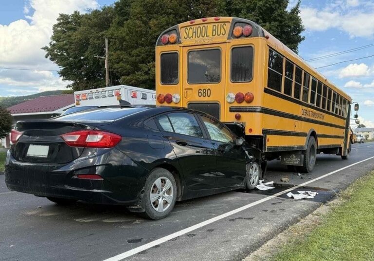 5 Injured When Car Crashes into Back of A  Northern Tioga School District Bus