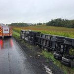Truck Driver Injured When Tractor Trailer Tips Over  in Middlebury Township
